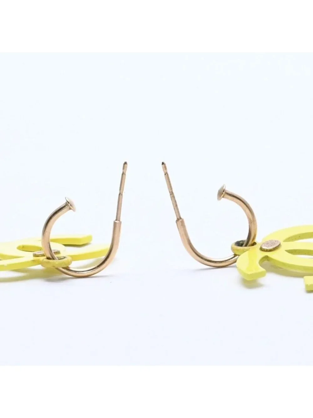 Chanel CC Logo Hoop Earrings 03 Metal Gold Plated Yellow